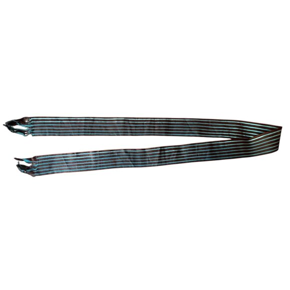 Handmade Accessories - Guatemalan Handwoven Sash Belt 82" With Fringe Turquoise Blue & Brown Stripes